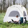 Tienda de Camping Emergente Instantánea con 4 Ventanas 2 Bolsillos y Bolsa de Transporte 240x240x199 cm Gris y B... - Ogal.Es
