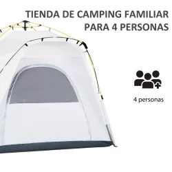 Tienda de Camping Emergente Instantánea con 4 Ventanas 2 Bolsillos y Bolsa de Transporte 240x240x199 cm Gris y B... - Ogal.Es