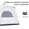 Tienda de Camping Emergente Instantánea con 4 Ventanas 2 Bolsillos y Bolsa de Transporte 240x240x199 cm Gris y B... - Ogal.Es