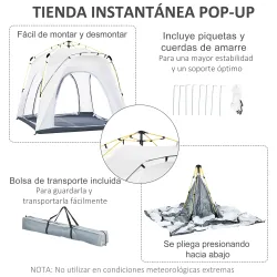 Tienda de Camping Emergente Instantánea con 4 Ventanas 2 Bolsillos y Bolsa de Transporte 240x240x199 cm Gris y B... - Ogal.Es