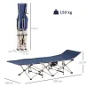 Cama de Acampada con 1 Bolsillo Lateral Bolsa de Transporte y Marco de Acero Carga 150 kg 190x68x52 cm Azul - Ogal.Es