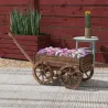 Jardinera de Madera Exterior en Forma de Carrito con 4 Ruedas y Mango para Balcón Jardín Patio 120x41x54 cm Carb... - Ogal.Es