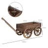 Jardinera de Madera Exterior en Forma de Carrito con 4 Ruedas y Mango para Balcón Jardín Patio 120x41x54 cm Carb... - Ogal.Es