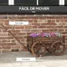 Jardinera de Madera Exterior en Forma de Carrito con 4 Ruedas y Mango para Balcón Jardín Patio 120x41x54 cm Carb... - Ogal.Es