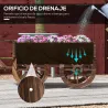 Jardinera de Madera Exterior en Forma de Carrito con 4 Ruedas y Mango para Balcón Jardín Patio 120x41x54 cm Carb... - Ogal.Es