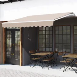 Toldo Manual Retráctil 295x200 cm con Manivela de Metal Impermeable y Anti-UV para Jardín Terraza Beige - Ogal.Es