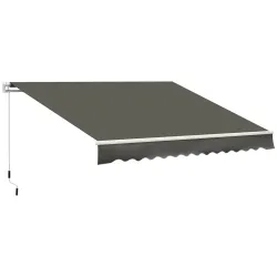 Toldo para Balcón 350x250 cm con Manivela de Metal Impermeable y Anti-UV para Jardín Terraza Ventanas Gris - Ogal.Es