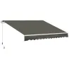 Toldo para Balcón 350x250 cm con Manivela de Metal Impermeable y Anti-UV para Jardín Terraza Ventanas Gris - Ogal.Es