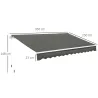 Toldo para Balcón 350x250 cm con Manivela de Metal Impermeable y Anti-UV para Jardín Terraza Ventanas Gris - Ogal.Es