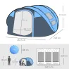 Tienda de Camping Pop-up con Ventanas Bolsillos y Bolsa de Transporte Impermeable Anti-UV 263,5x220x123 cm Azul - Ogal.Es