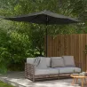 Sombrilla de Jardín 205x290x248 cm con 6 Varillas Apertura Manual Anti-UV y Ángulo Ajustable para Terraza Gris O... - Ogal.Es