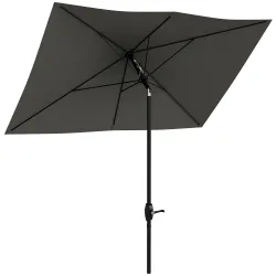 Sombrilla de Jardín 205x290x248 cm con 6 Varillas Apertura Manual Anti-UV y Ángulo Ajustable para Terraza Gris O... - Ogal.Es