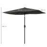 Sombrilla de Jardín 205x290x248 cm con 6 Varillas Apertura Manual Anti-UV y Ángulo Ajustable para Terraza Gris O... - Ogal.Es