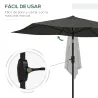 Sombrilla de Jardín 205x290x248 cm con 6 Varillas Apertura Manual Anti-UV y Ángulo Ajustable para Terraza Gris O... - Ogal.Es