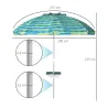 Sombrilla de Playa Ø190x215 cm con Reclinación 45° Altura Ajustable y Mesa con Portavasos Anti-UV Impermeable Mu... - Ogal.Es