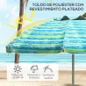 Sombrilla de Playa Ø190x215 cm con Reclinación 45° Altura Ajustable y Mesa con Portavasos Anti-UV Impermeable Mu... - Ogal.Es