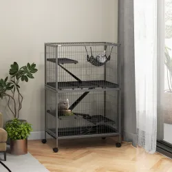 Jaula para Animales Pequeños con Ruedas Rampas Hamaca y Bandeja Extraíble para Chinchillas Hurones 80x52x128 cm ... - Ogal.Es