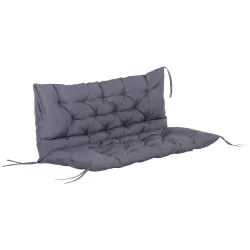 Cojín para Banco de Jardín o para Balancín de Jardín 132x110x10 cm de 2 Plazas con 6 Cordones de Fijación Gris O... - Ogal.Es