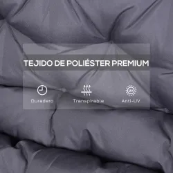 Cojín para Banco de Jardín o para Balancín de Jardín 132x110x10 cm de 2 Plazas con 6 Cordones de Fijación Gris O... - Ogal.Es