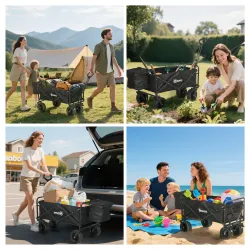 Carro Plegable con Bolsa Térmica Desmontable Longitud y Ángulo del Mango Ajustables y Bolsa de Transporte Negro - Ogal.Es