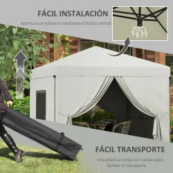 Carpa Plegable Pop-Up 3x3 m con 4 Cortinas Laterales 2 Ventanas de Malla Altura Ajustable Impermeable y Anti-UV ... - Ogal.Es
