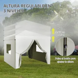 Carpa Plegable Pop-Up 3x3 m con 4 Cortinas Laterales 2 Ventanas de Malla Altura Ajustable Impermeable y Anti-UV ... - Ogal.Es