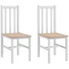 Juego de 2 Sillas de Comedor y Cocina con Respaldo de Listones Estructura de Madera de Pino 38,5x47,5x99 cm Blanco - Ogal.Es