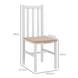 Juego de 2 Sillas de Comedor y Cocina con Respaldo de Listones Estructura de Madera de Pino 38,5x47,5x99 cm Blanco - Ogal.Es
