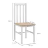 Juego de 2 Sillas de Comedor y Cocina con Respaldo de Listones Estructura de Madera de Pino 38,5x47,5x99 cm Blanco - Ogal.Es