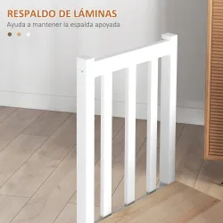 Juego de 2 Sillas de Comedor y Cocina con Respaldo de Listones Estructura de Madera de Pino 38,5x47,5x99 cm Blanco - Ogal.Es