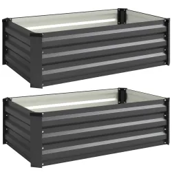 Set de 2 Jardineras de Exterior de Acero Rectangulares para Cultivos Plantas Flores para Patio 100x60x30 cm Gris... - Ogal.Es