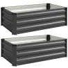 Set de 2 Jardineras de Exterior de Acero Rectangulares para Cultivos Plantas Flores para Patio 100x60x30 cm Gris... - Ogal.Es