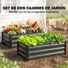 Set de 2 Jardineras de Exterior de Acero Rectangulares para Cultivos Plantas Flores para Patio 100x60x30 cm Gris... - Ogal.Es