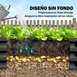 Set de 2 Jardineras de Exterior de Acero Rectangulares para Cultivos Plantas Flores para Patio 100x60x30 cm Gris... - Ogal.Es