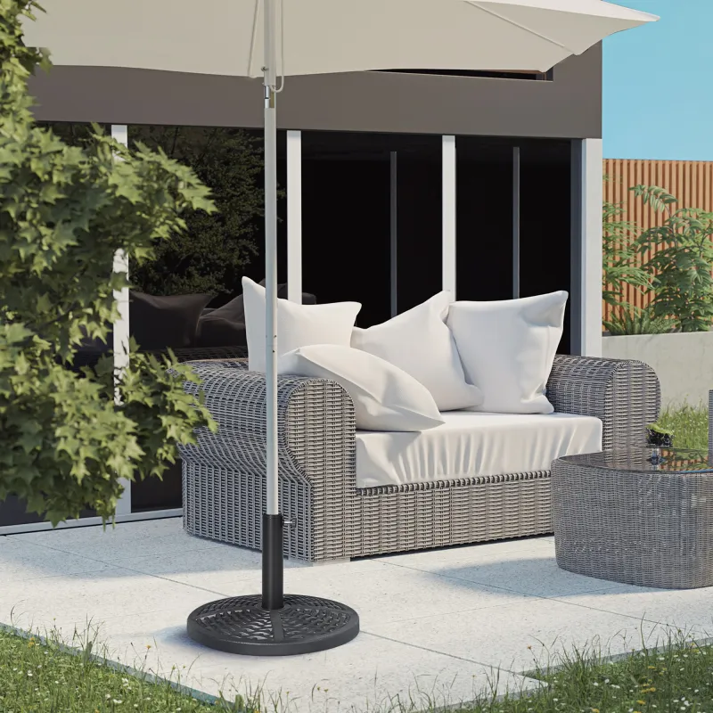 Soporte para Parasol con Relleno de Cemento Peso 9,5 kg para Poste de Parasol de Ø38/48 mm Negro - Ogal.Es
