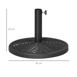 Soporte para Parasol con Relleno de Cemento Peso 9,5 kg para Poste de Parasol de Ø38/48 mm Negro - Ogal.Es