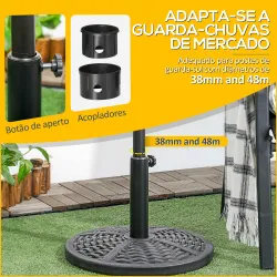 Soporte para Parasol con Relleno de Cemento Peso 9,5 kg para Poste de Parasol de Ø38/48 mm Negro - Ogal.Es