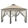 Carpa Plegable con Luces LED 3,3x3,3 m Cenador de Jardín con Control Remoto con 4 Mosquiteras Altura Ajustable ... - Ogal.Es