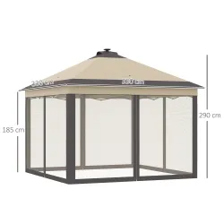 Carpa Plegable con Luces LED 3,3x3,3 m Cenador de Jardín con Control Remoto con 4 Mosquiteras Altura Ajustable ... - Ogal.Es