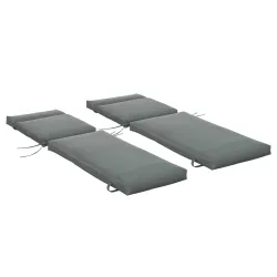 Pack 2 Cojines para Tumbona 196x55x8 cm Colchonetas SOLO para Tumbona Acolchadas de Jardín Terraza Patio Gris - Ogal.Es