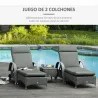 Pack 2 Cojines para Tumbona 196x55x8 cm Colchonetas SOLO para Tumbona Acolchadas de Jardín Terraza Patio Gris - Ogal.Es