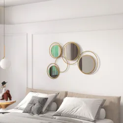 Espejo Decorativo de Pared de Metal 3D Decoración con 4 Espejos Redondos para Salón Dormitorio Pasillo 110x68 cm... - Ogal.Es