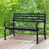 Banco de Exterior de Metal de 2 Plazas con Reposabrazos Carga 240 kg para Patio Terraza 127x58x82 cm Negro - Ogal.Es