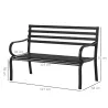 Banco de Exterior de Metal de 2 Plazas con Reposabrazos Carga 240 kg para Patio Terraza 127x58x82 cm Negro - Ogal.Es