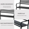 Banco de Exterior de Metal de 2 Plazas con Reposabrazos Carga 240 kg para Patio Terraza 127x58x82 cm Negro - Ogal.Es