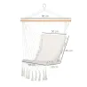 Silla Colgante con Borlas Carga 120 kg Silla Columpio de Algodón Estilo Moderno para Interior y Exterior Blanco - Ogal.Es