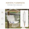 Silla Colgante con Borlas Carga 120 kg Silla Columpio de Algodón Estilo Moderno para Interior y Exterior Blanco - Ogal.Es