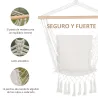 Silla Colgante con Borlas Carga 120 kg Silla Columpio de Algodón Estilo Moderno para Interior y Exterior Blanco - Ogal.Es