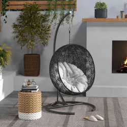 Soporte para Silla Colgante con Base Estable Marco de Silla de Metal Soporte para Silla Columpio Ø102x195 cm Negro - Ogal.Es
