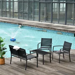 Conjunto de Muebles de Jardín 4 Piezas Muebles Jardín Exterior con 2 Sillones 1 Sofá de 2 Plazas y Mesa de Centr... - Ogal.Es